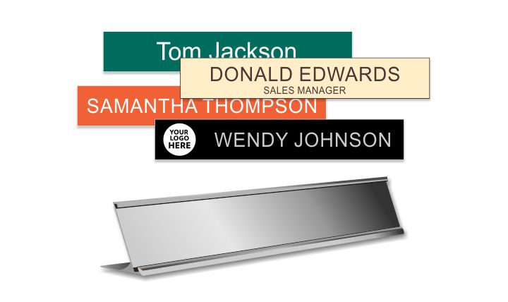 1x8 inch Silver Desk Frame with Engraved Plastic Plate