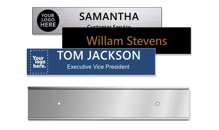 2x10 inch Silver Wall Frame with Engraved Plastic Plate