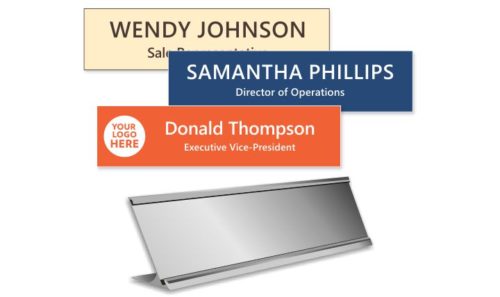 2x8 inch Silver Desk Frame with Engraved Plastic Plate