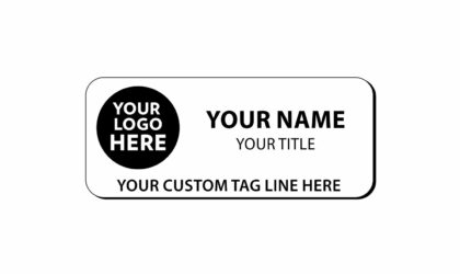3 x 1 1/4 inch Engraved Plastic Name Tag with Round Corners