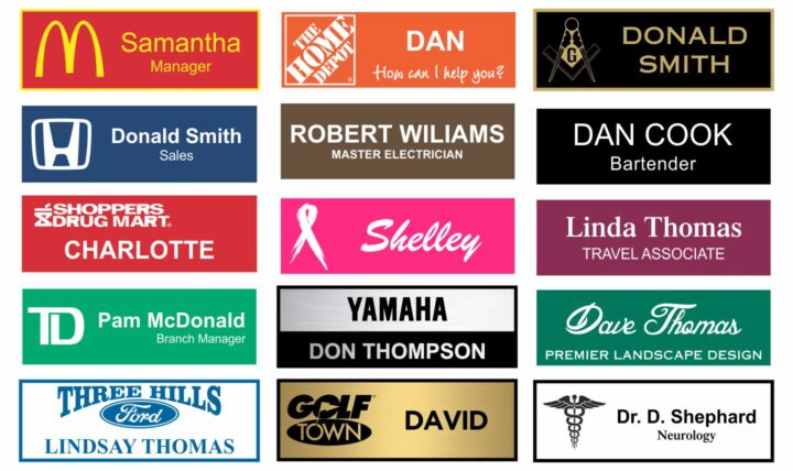 Sample Engraved Plastic Name Tags