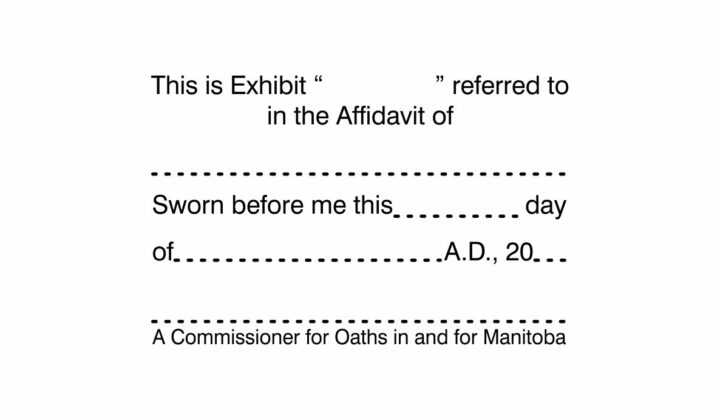 Manitoba Commissioner for Oaths Exhibit Stamp 1