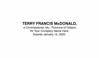 Ontario Commissioner for Affidavits Company Attestation Stamp