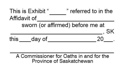 Saskatchewan Commissioner for Oaths Exhibit Stamp