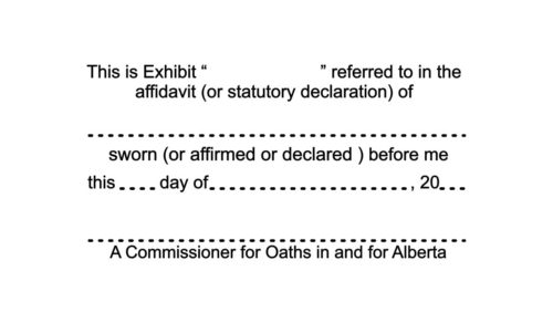 Alberta Commissioner for Oaths Exhibit Stamp