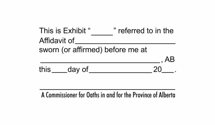 Alberta Commissioner for Oaths Exhibit Stamp