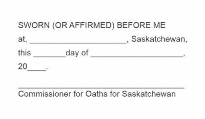Saskatchewan Commissioner for Oaths Affidavit Stamp