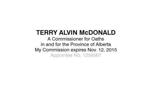 Alberta Commissioner for Oaths Stamp (Old Verbiage)