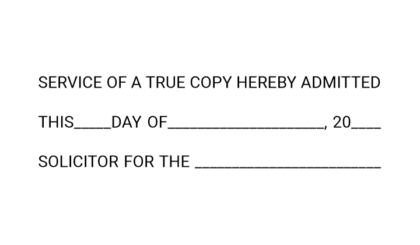 Service of a True Copy Admit Service Stamp