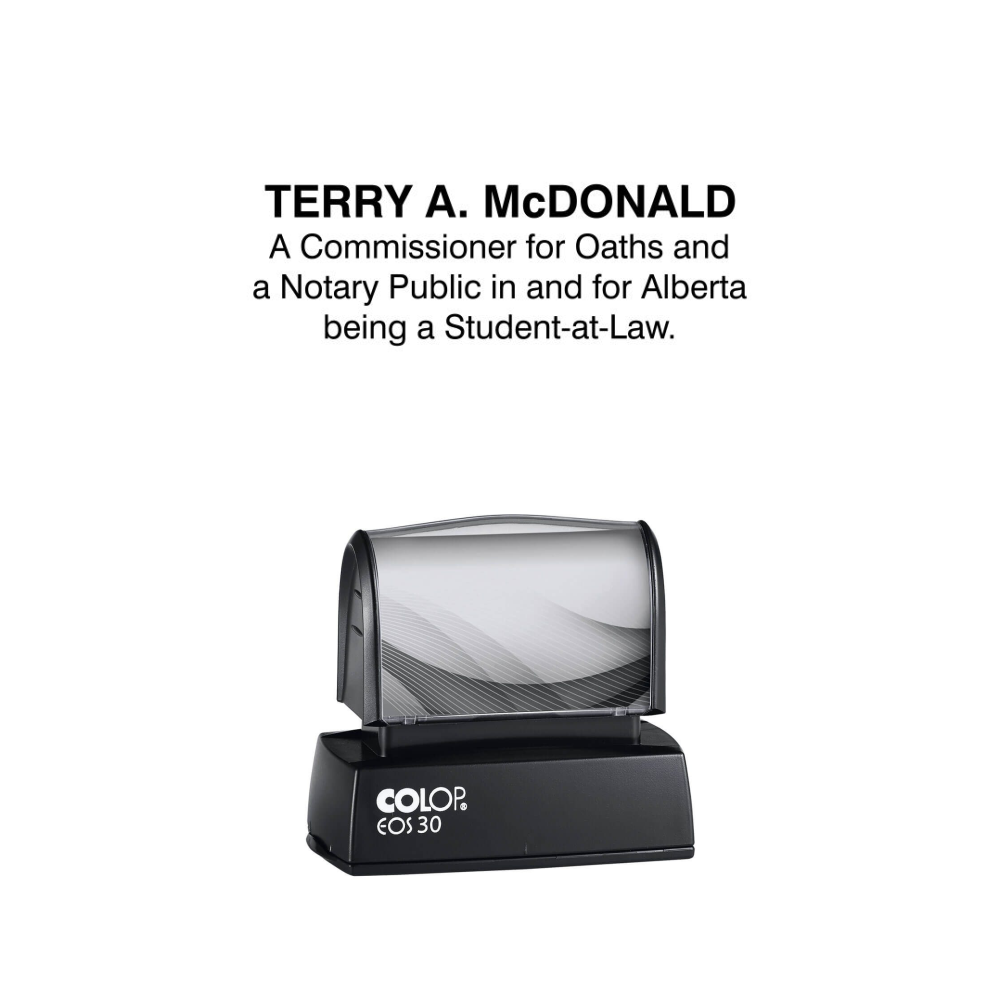 (Alberta) Commissioner for Oaths, Notary Public Stamp (StudentAtLaw)