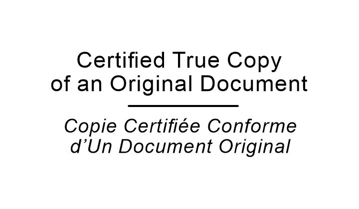 certified true copy bilingual English French