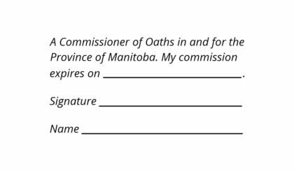 Manitoba Commissioner for Oaths Stamp