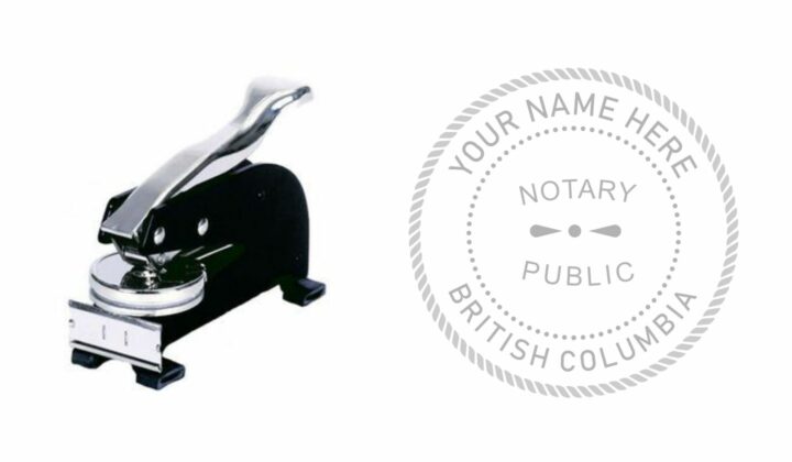 British Columbia Notary Public Seal Embosser | “Official” Long Reach Desk Embosser