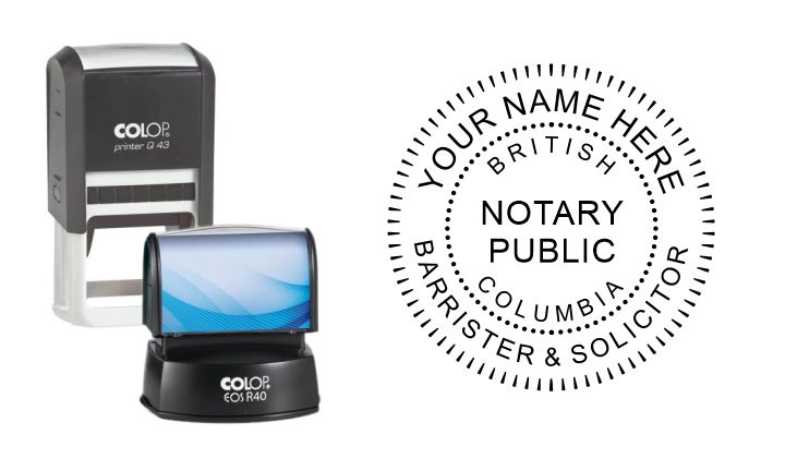 British Columbia Notary Public Barrister Seal Stamp | Self-Inking or Pre-Inked Stamp