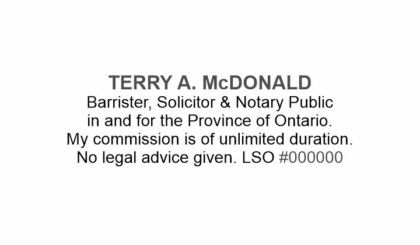 Ontario Barrister, Solicitor, Notary Public Name Stamp