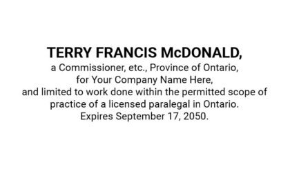 Ontario Commissioner Paralegal Limited Scope of Practice Stamp