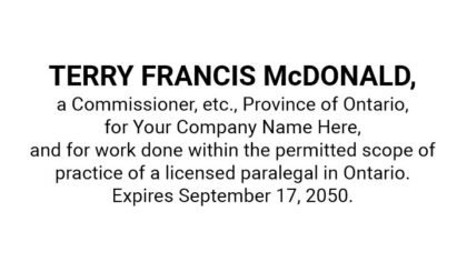 Ontario Commissioner Paralegal Scope of Practice Stamp