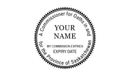 Saskatchewan Commissioner for Oaths Round Stamp (New Verbiage)