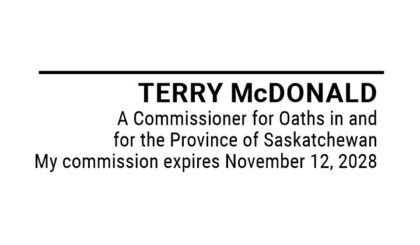 Saskatchewan Commissioner for Oaths Stamp with Signature Line (New Verbiage)
