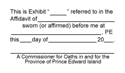 Prince Edward Island Commissioner for Oaths Exhibit Stamp