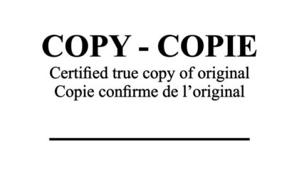 Bilingual True Copy Stamp