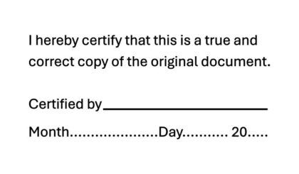 Certified By True Copy Stamp