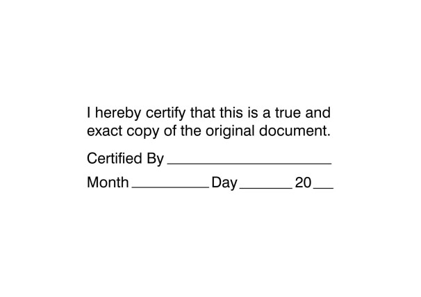 Certified True Exact Copy Stamp